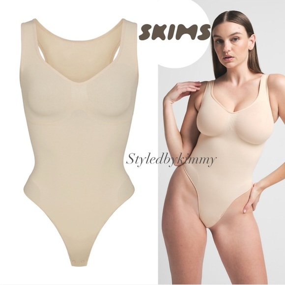 Skims Scoop Neck THONG BODYSUIT Shapewear Seamless Sculpt New S Small - Picture 7 of 7